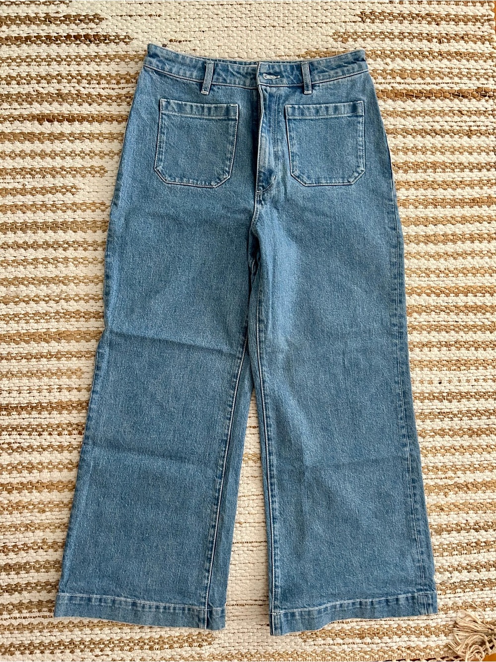 High-Rise Wide Leg Blue Denim Jeans